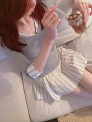 Stripe Slim Fit Layered Dress