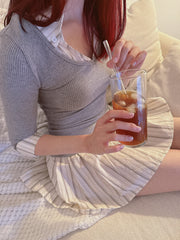 Stripe Slim Fit Layered Dress