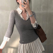 Stripe Slim Fit Layered Dress