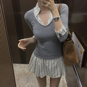Stripe Slim Fit Layered Dress