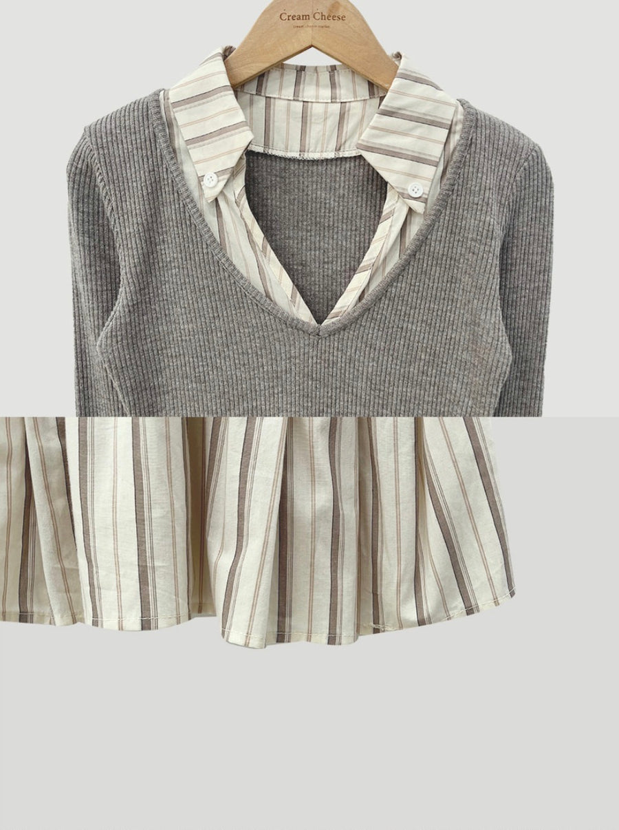 Stripe Slim Fit Layered Dress