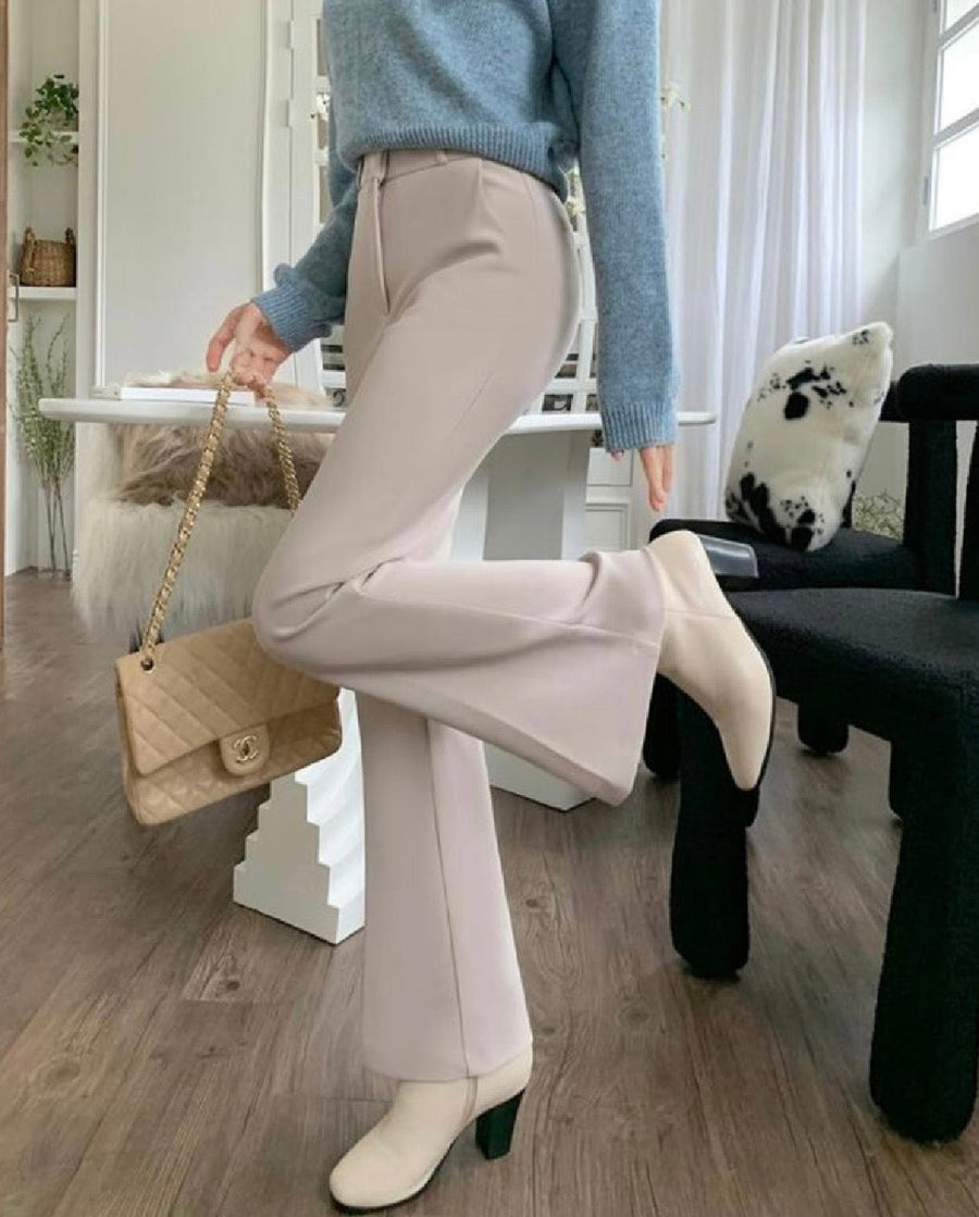 Hidden Banding Flared Slacks