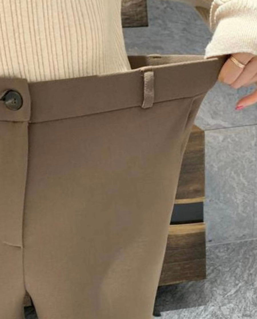 Hidden Banding Flared Slacks