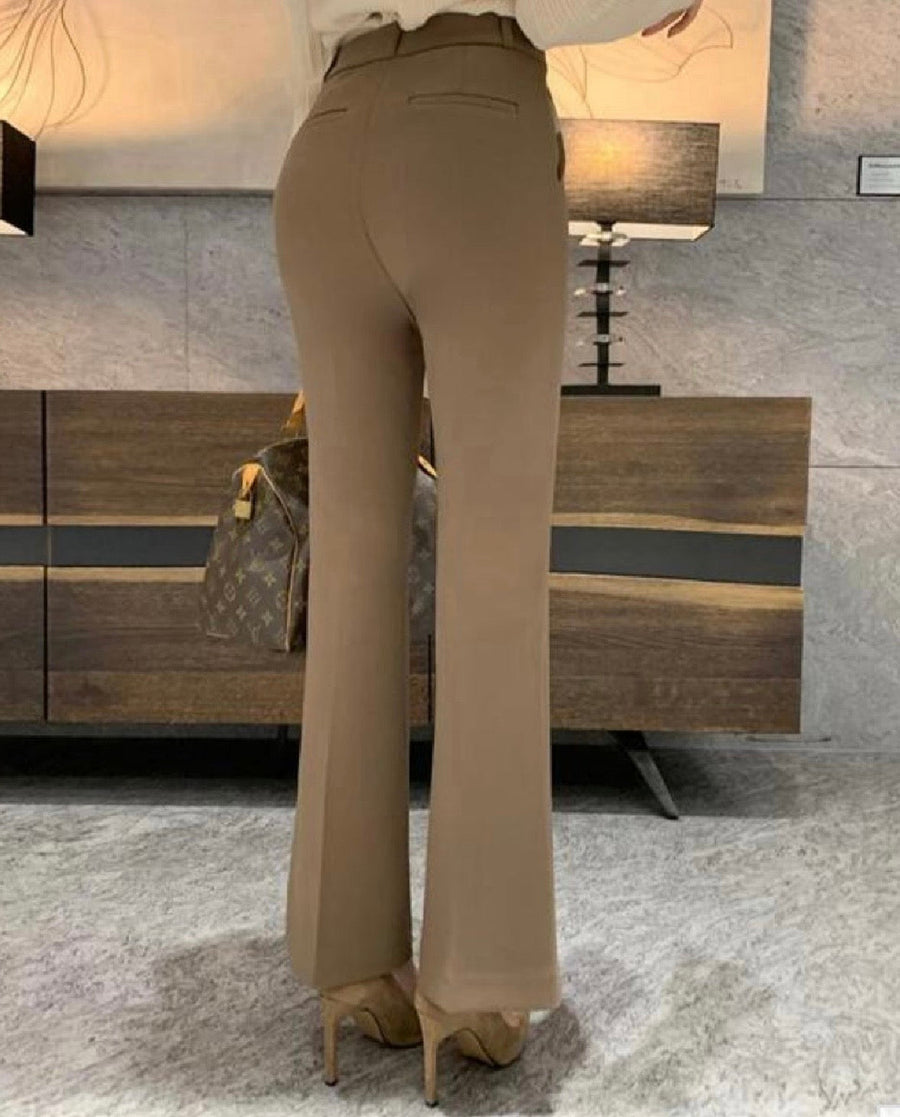 Hidden Banding Flared Slacks