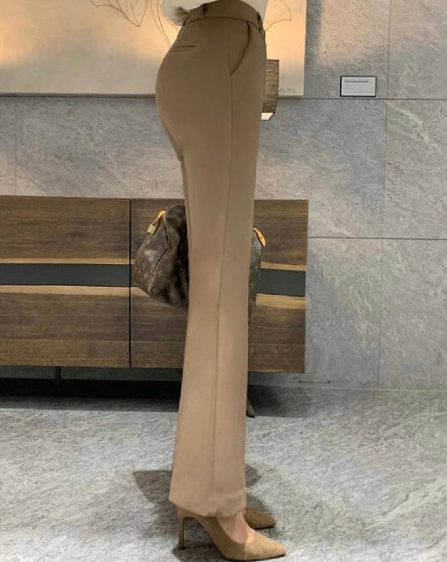 Hidden Banding Flared Slacks