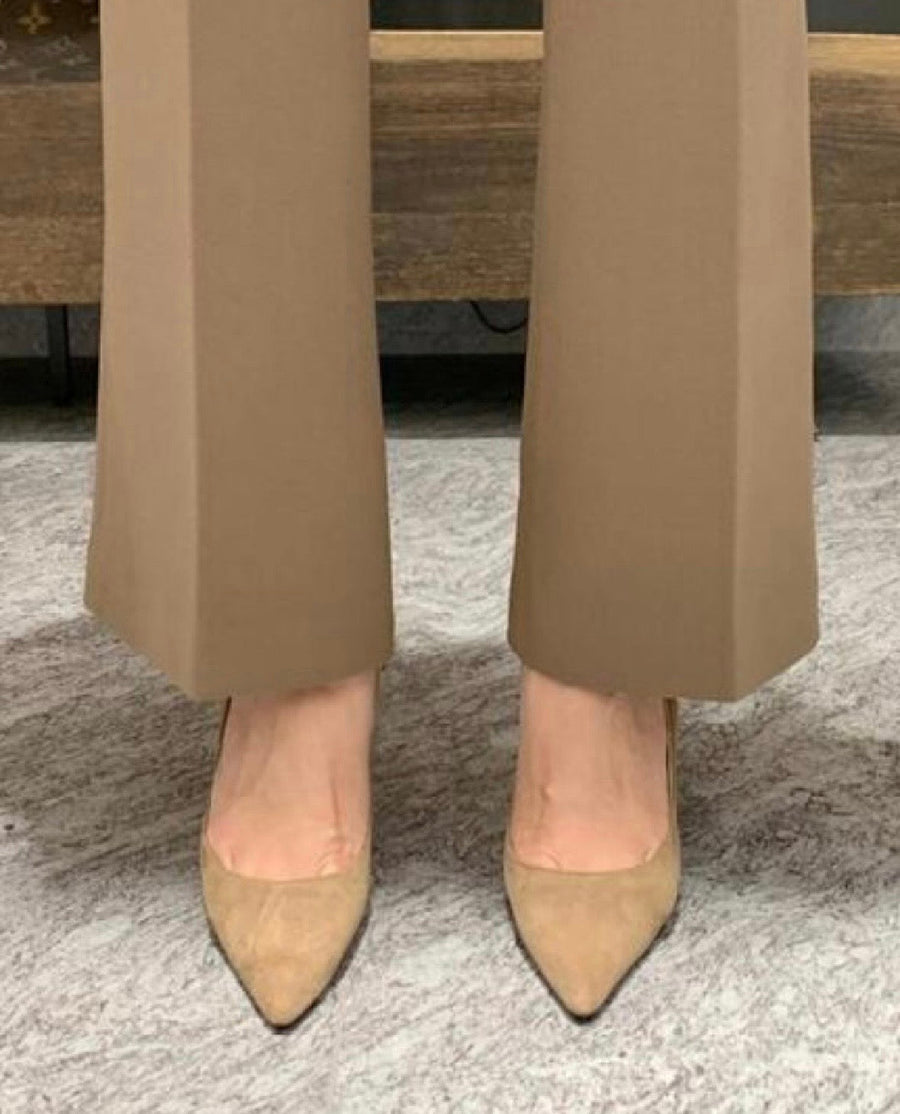 Hidden Banding Flared Slacks