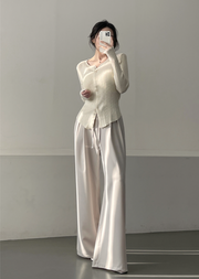Ribbed Snap Button Long Sleeve Cardigan