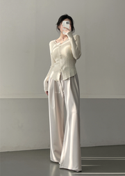 Ribbed Snap Button Long Sleeve Cardigan