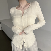 Ribbed Snap Button Long Sleeve Cardigan