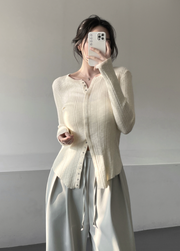 Ribbed Snap Button Long Sleeve Cardigan