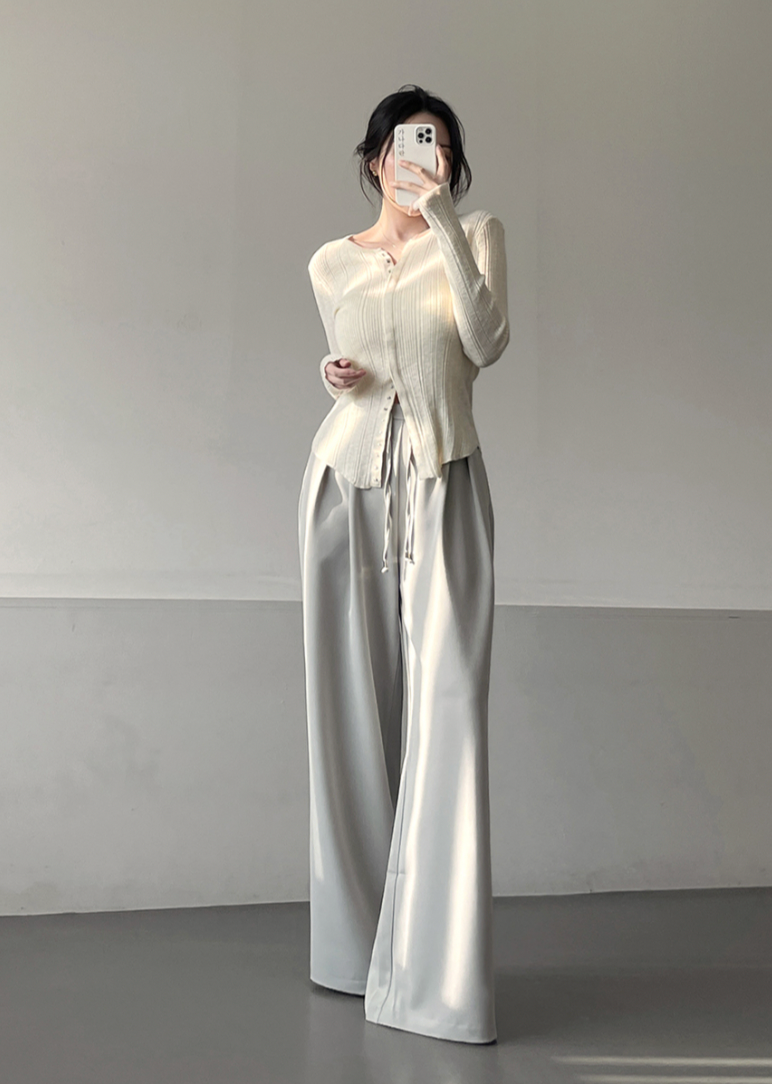 Ribbed Snap Button Long Sleeve Cardigan