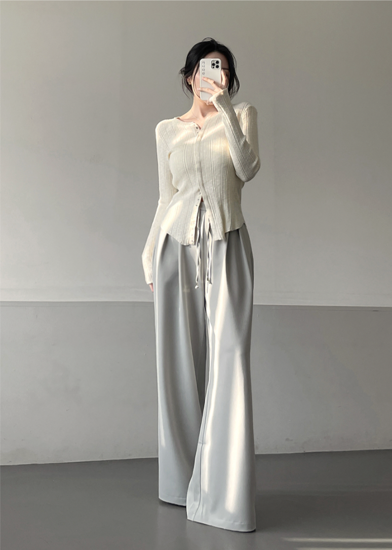 Ribbed Snap Button Long Sleeve Cardigan