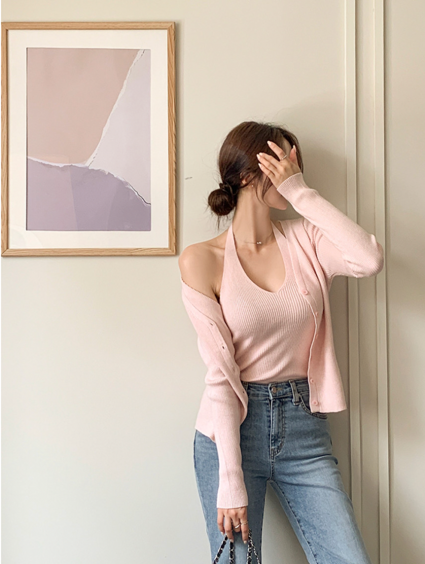 Halter Neck Cardigan Set
