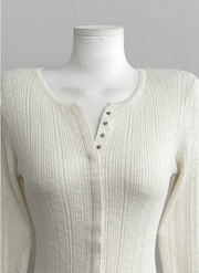Ribbed Snap Button Long Sleeve Cardigan