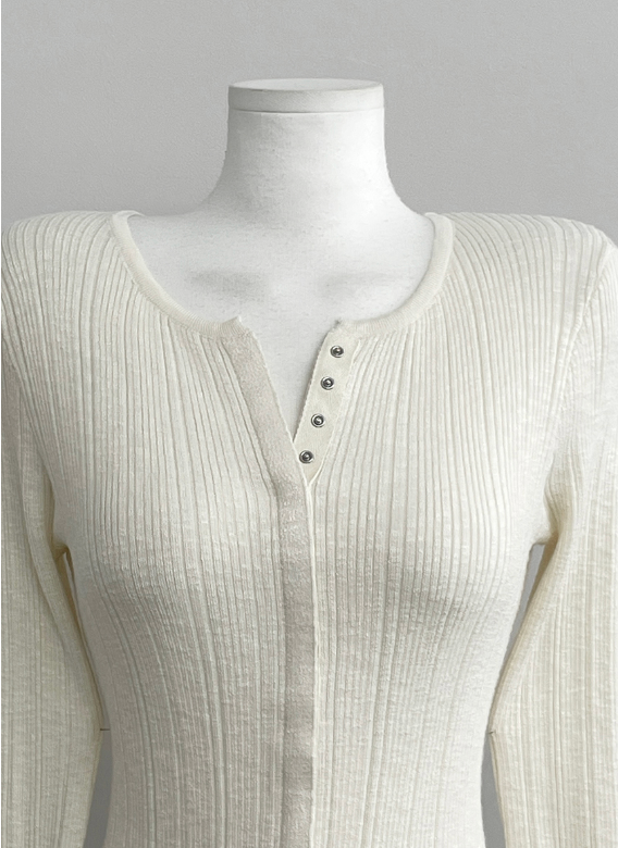 Ribbed Snap Button Long Sleeve Cardigan